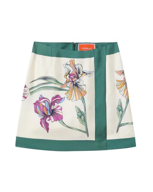 LaDoubleJ Rokken ,Veelkleurig ,Mini Foulard Rok in het Green