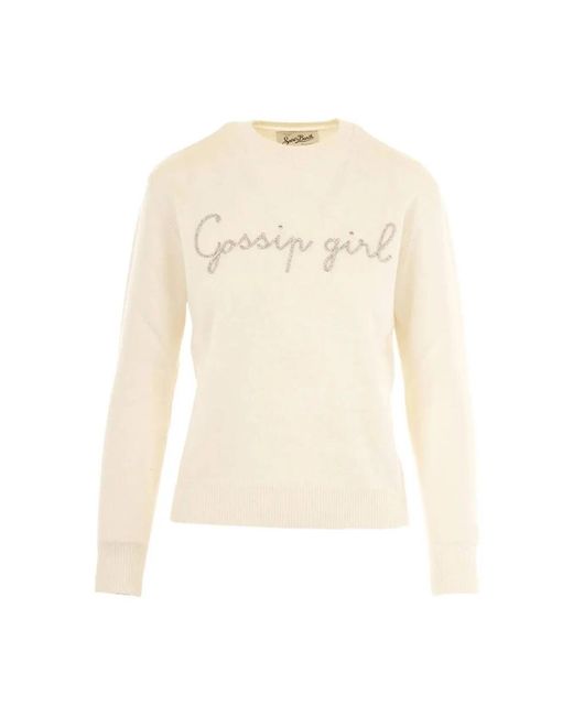 Mc2 Saint Barth White Round-Neck Knitwear