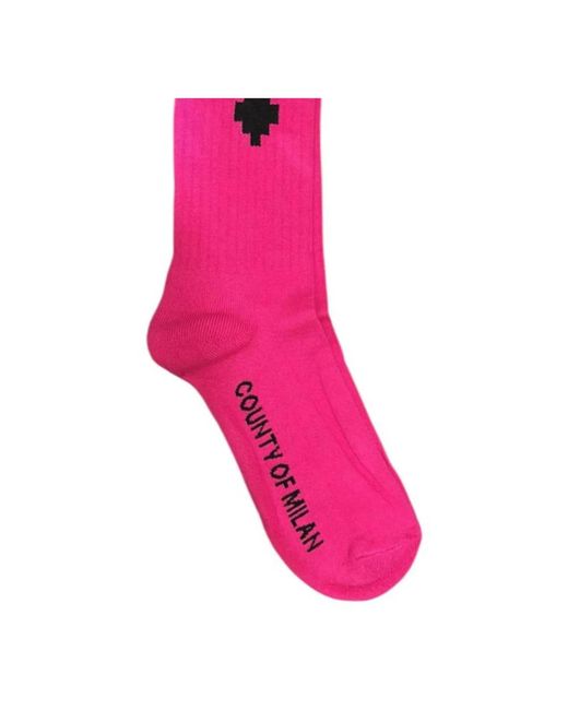 Marcelo Burlon Ondergoed ,Roze ,Katoen Logo Cross High Socks in het Pink