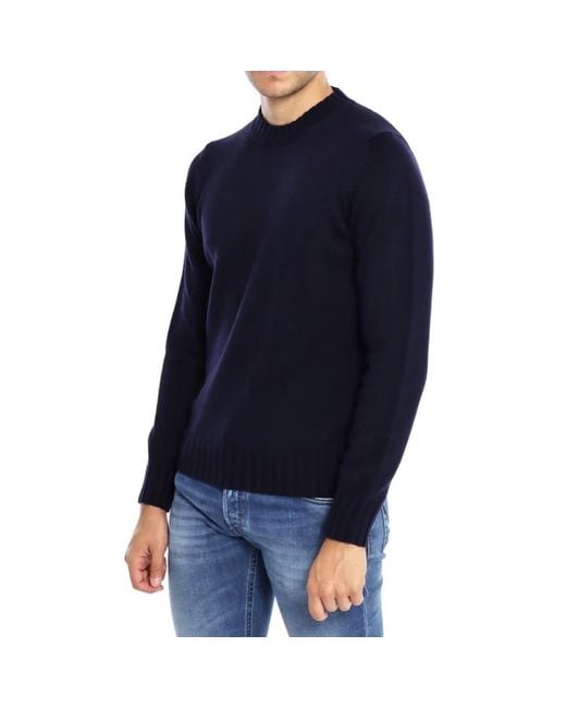FILIPPO DE LAURENTIIS Blue Round-Neck Knitwear for men