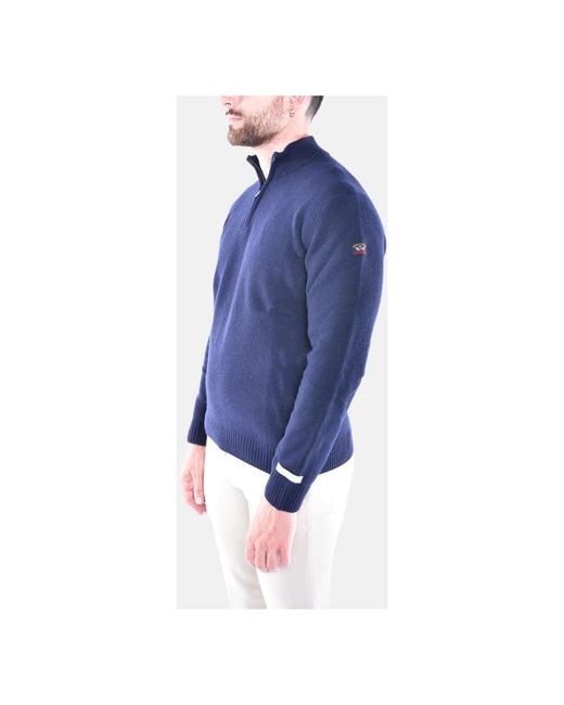 Paul & Shark Rits Wollen Trui Met Badge in het Blue voor heren