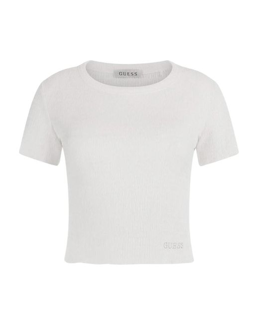 Guess White Weiße smocked crop top