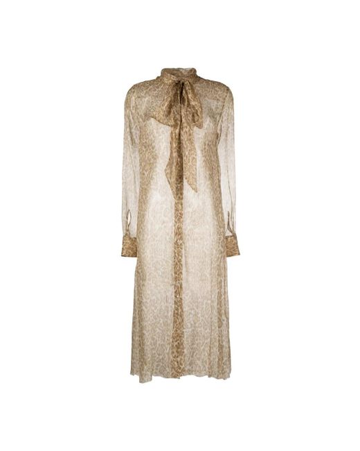 Ermanno Scervino Kleedjes ,Bruin ,Day Dress Shirt Kleedjes in het Natural