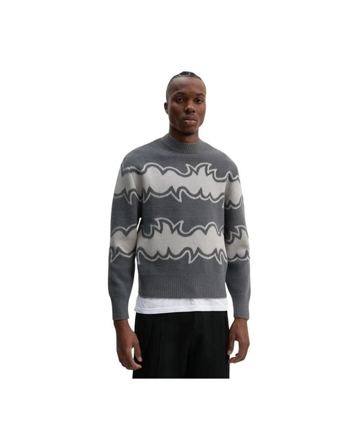 Bluemarble Jacquard Strickpullover in Gray für Herren