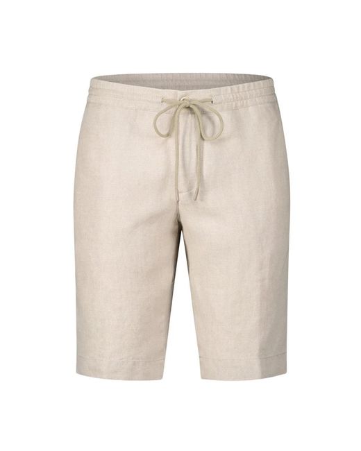 Shorts tapered-fit in lino di ALBERTO in Natural da Uomo