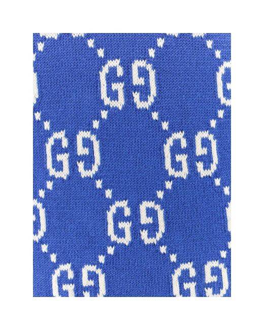 Gucci Blauer strickpullover mit gg-muster in Blue für Herren