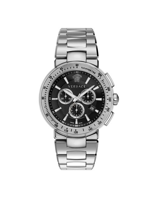 Versace Accessoires ,Grijs ,Mystique Sport Chronograaf Roestvrijstalen Armband in het Metallic voor heren