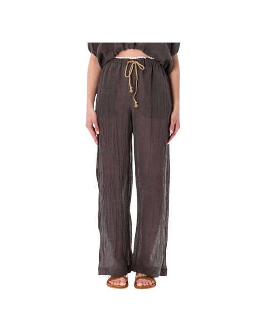 120% Lino Gray Wide Trousers