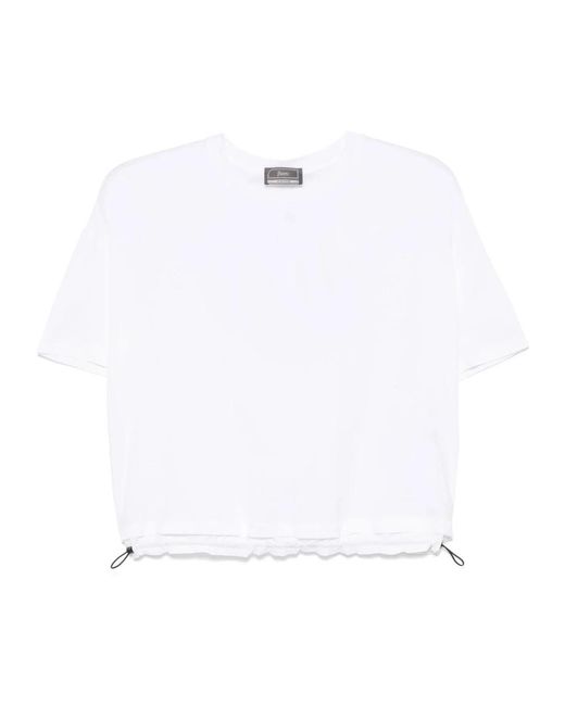 Herno Tops ,Wit ,Katoen Witte Sweater Met Trekkoord Kraag in het White