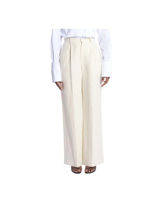 Pantaloni avorio plissettati di Vanessa Bruno in White