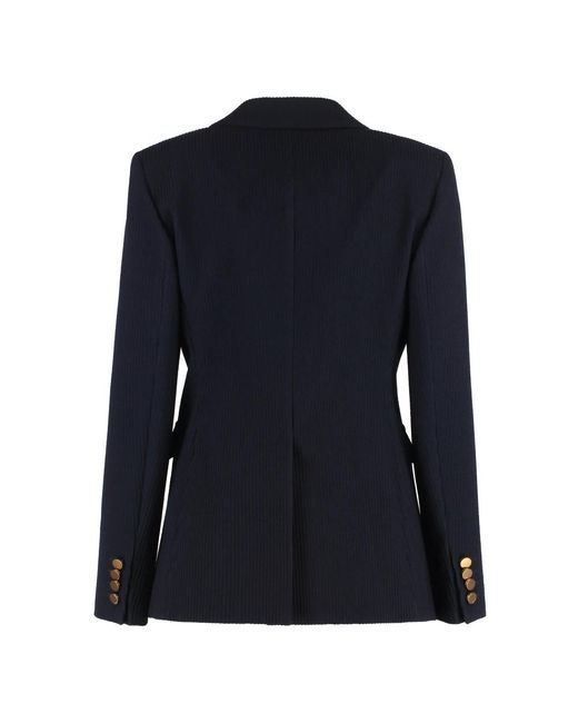 Max Mara Wollen Double-Breasted Blazer in het Blue