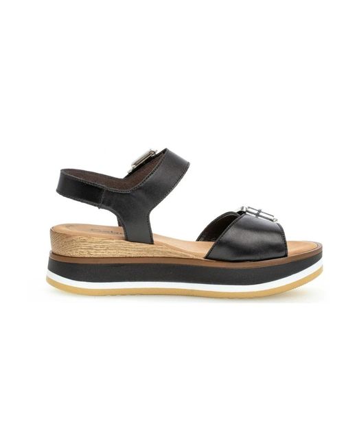 Gabor Black Flat Sandals