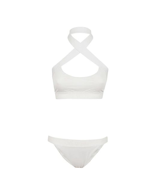 Latte di cocco logo band bikini incrociato di Off-White c/o Virgil Abloh in White