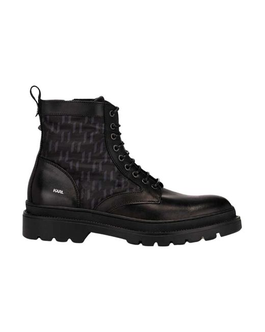 Karl Lagerfeld Black Lace-Up Boots for men