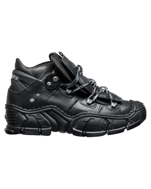 Sneakers high-top in pelle con suola spessa di Vetements in Black da Uomo