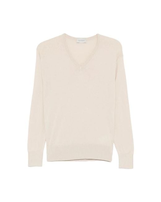 John Smedley White V-Neck Knitwear for men
