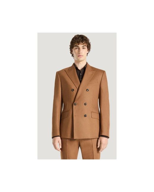 PT Torino Jassen ,Bruin ,Kasjmier Dubbelborstig Flanel Kasjmier Blazer in het Brown voor heren