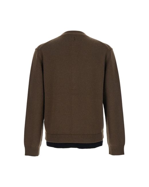J.W. Anderson Brauner Kontrast-Layer-Cardigan Pullover in Green für Herren