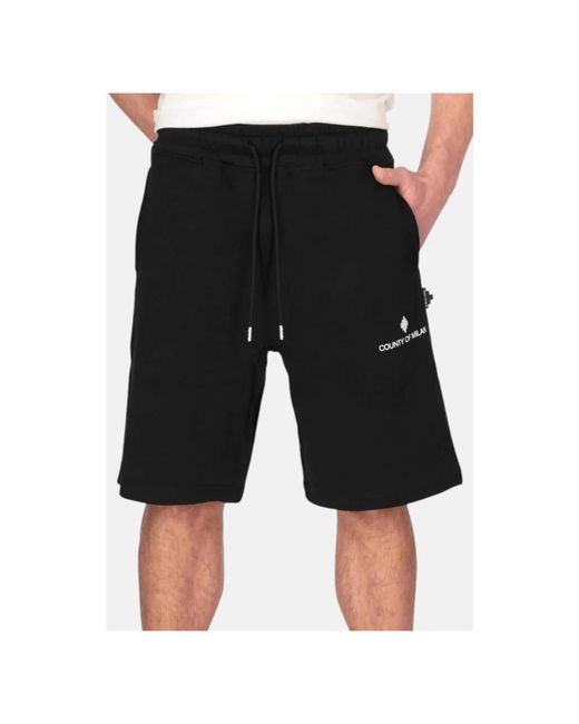 Marcelo Burlon Black Long Shorts for men