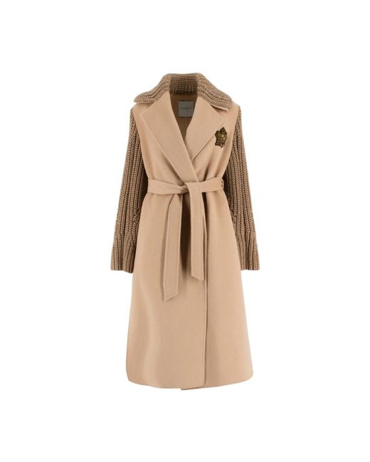 Belted Coats Ermanno Scervino de color Natural