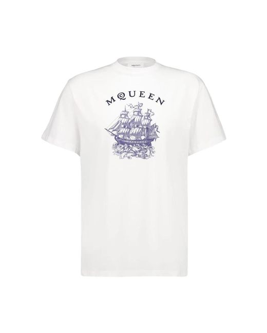 McQueen Tops ,Wit ,Katoen Sailor Tattoo T-Shirt in het White voor heren