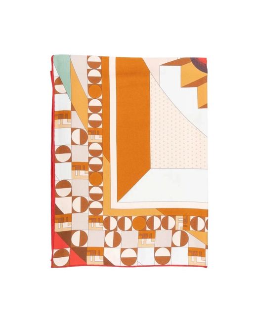 Fendi Orange Silk Scarves