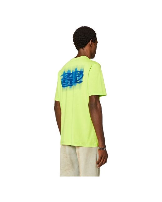 DIESEL T-shirt mit aufgeflocktem logo aus biobaumwolle in Yellow für Herren