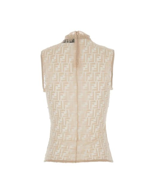 Fendi Ff Lace Top in het Natural