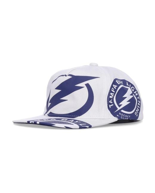 Mitchell & Ness Accessoires ,Wit ,Katoen Tampa Bay Lightning Flat Brim Cap in het Blue voor heren