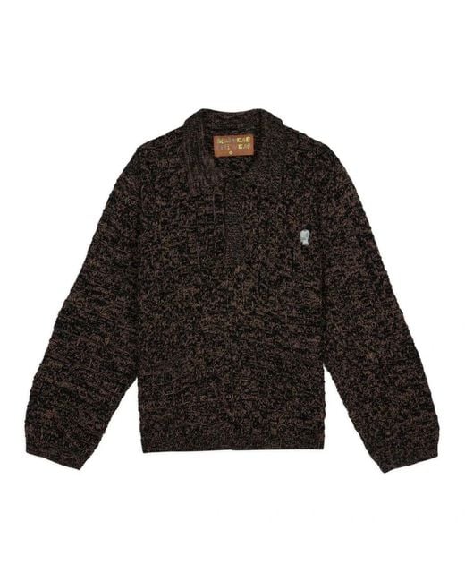 Brain Dead Waffle Pullover Sweater in het Black voor heren
