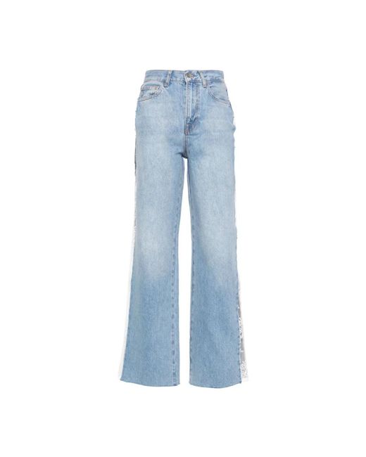 Liu Jo Blue Blaue high-waisted straight lace jeans