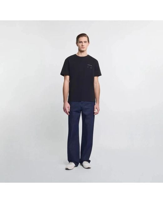 Hogan Black Minimalist T-Shirt With Calfskin Blend for men