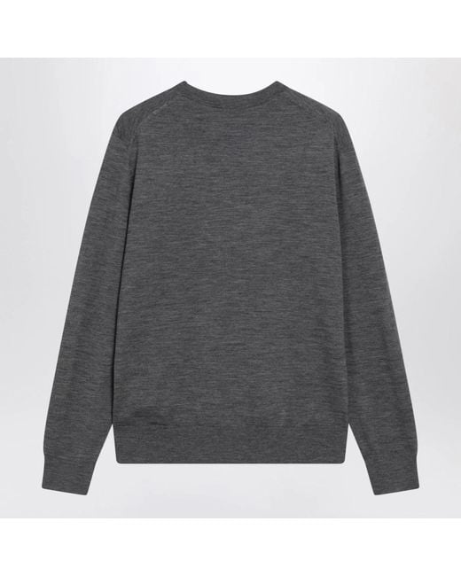 Burberry Gray Round-Neck Knitwear for men