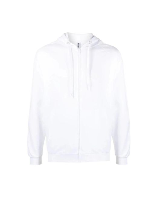 Moschino Hoodies & Sweatvesten ,Wit ,Katoen Witte Rits Sweatshirt Casual Sweater Hoodie in het White voor heren