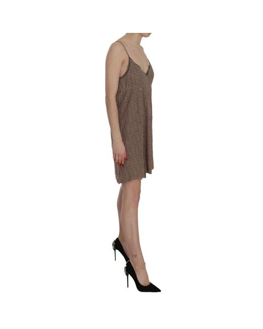 Pink Memories Brown Grünes a-linie minikleid