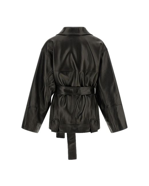 Khaite Black Leather Jackets