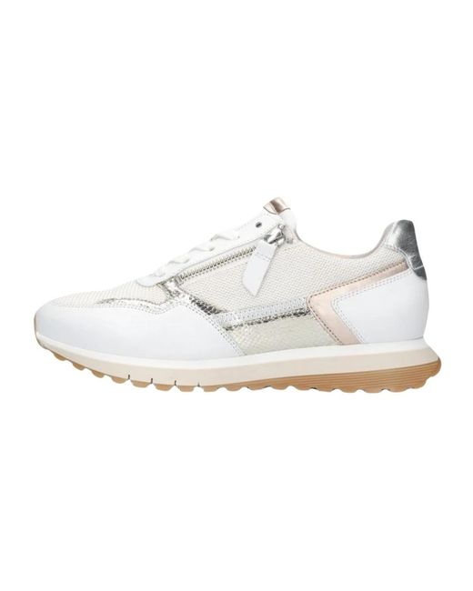 Gabor Schoenen ,Veelkleurig ,Leer Witte Low-Top Sneakers Met Chic Stijl in het White