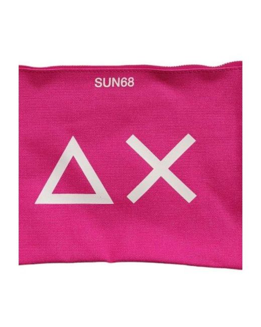 Sun 68 Accessoires ,Roze ,Katoen Paarse Katoenen Strand Clutch Tas in het Pink
