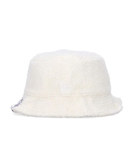 KTZ Accessoires ,Wit ,Polyester Sherpa Bucket Licht Crème Hoed in het White