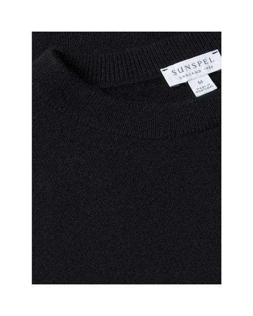 Sunspel Cashmere Crew in het Black voor heren
