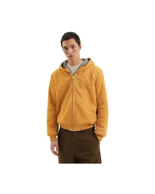 1989 STUDIO Hoodies & Sweatvesten ,Geel ,Gele Leren Korte Jas in het Orange voor heren