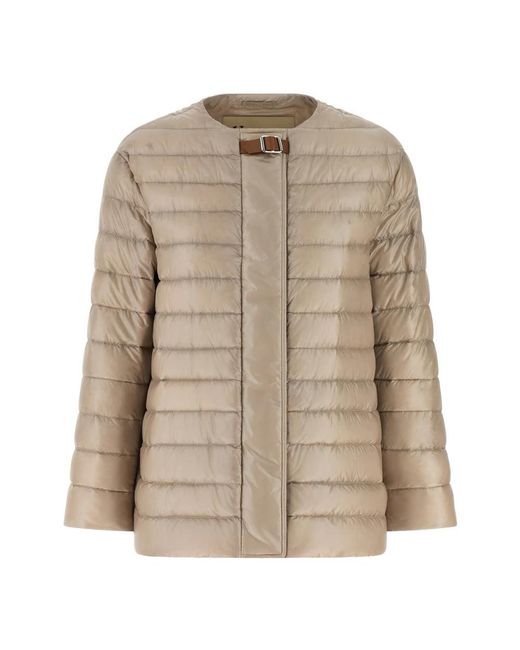 Herno Leather Strap Down Jacket in het Brown