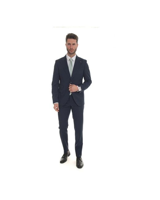 Paoloni Blue Single Breasted Suits for men