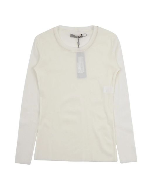 D.exterior White Long Sleeve Tops