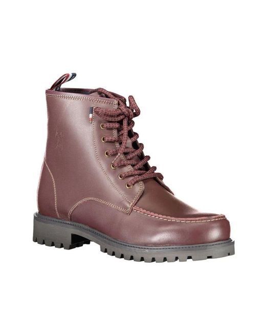U.S. POLO ASSN. Roter Leder Herrenstiefel in Brown für Herren