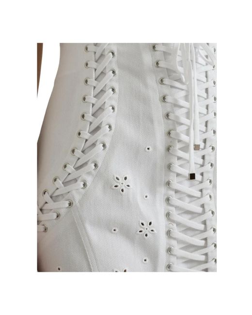Dolce & Gabbana White Bestickter minirock mit hoher taille