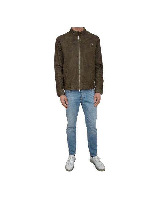 Peuterey Green Leather Jackets for men