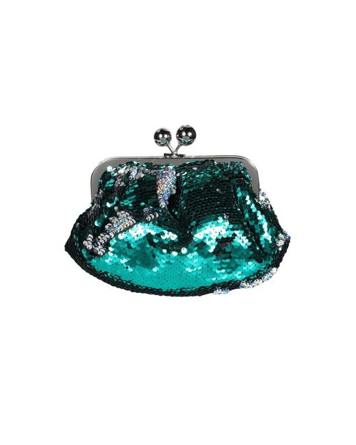 Weekend by Maxmara Rhinestone Clutch Met Afneembare Schouderband in het Green