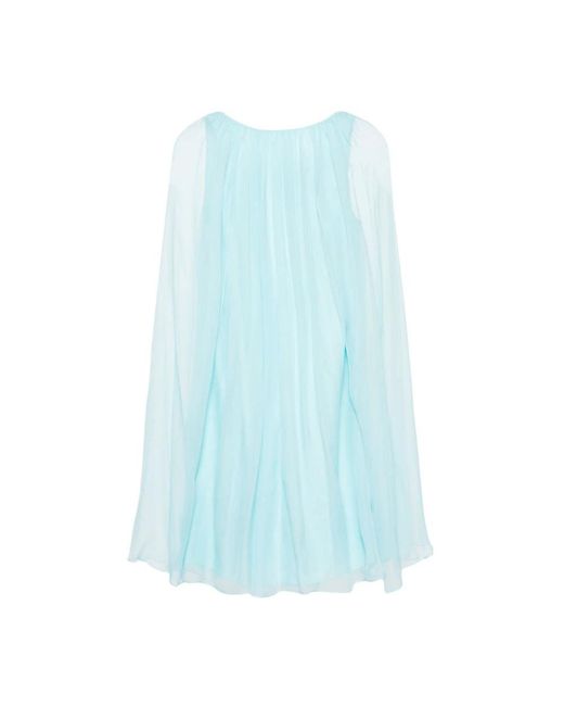 Max Mara Kleedjes ,Blauw ,Heldere Blauwe Zijden Jurk Met Lagen in het Blue
