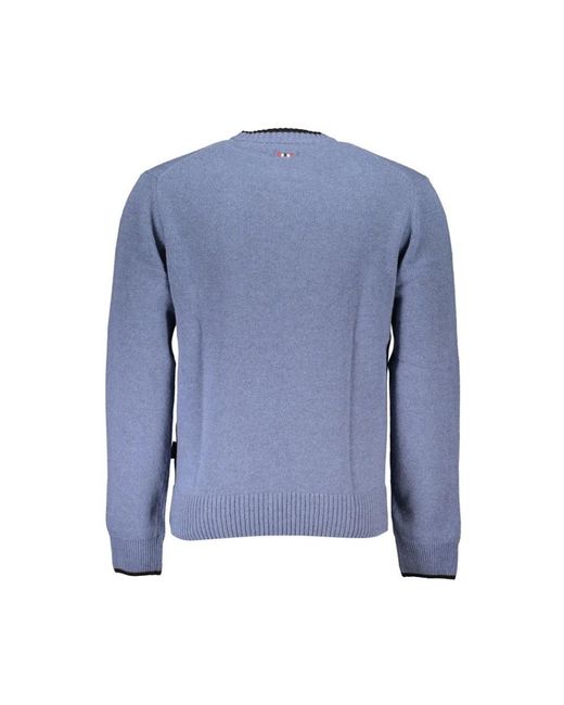 Napapijri Blue Round-Neck Knitwear for men